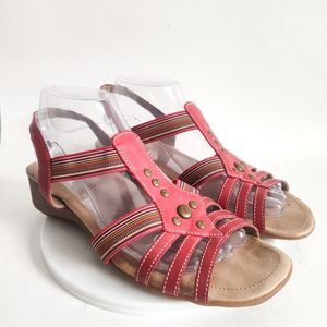 Remonte Comfort Sandals Women's Size 8.5 / 40 Red Leather Strappy Open Toe Elia